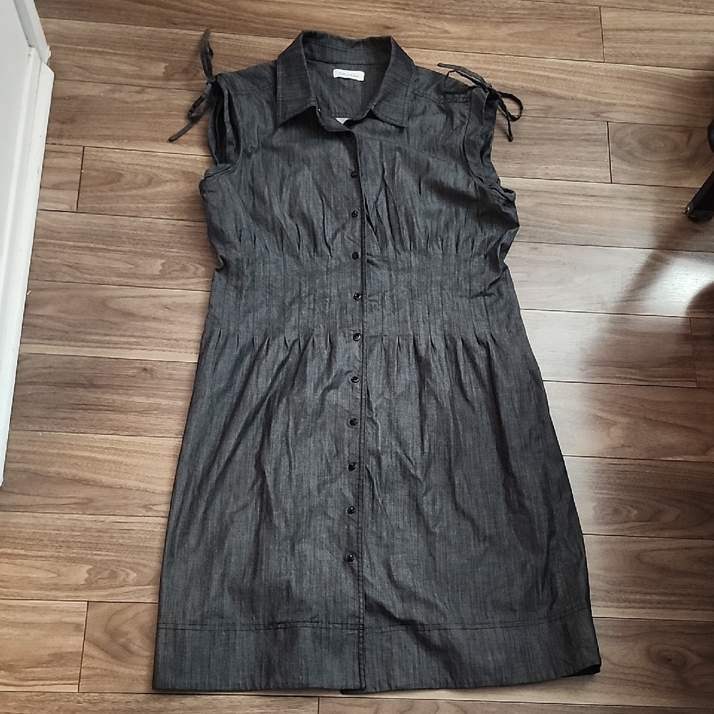 🔥9Calvin Klein Casual Snap Buttons Dress Black Grey